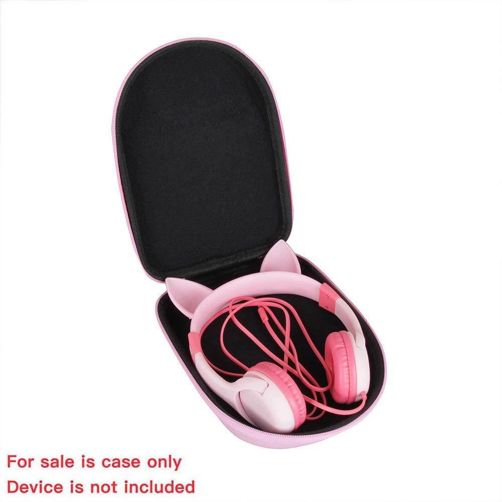 Hermitshell Hard Travel Case for iClever Boostcare Kids Headphones Girls - Cat Ear Wired Headphones for Kids on Ear (Pink)