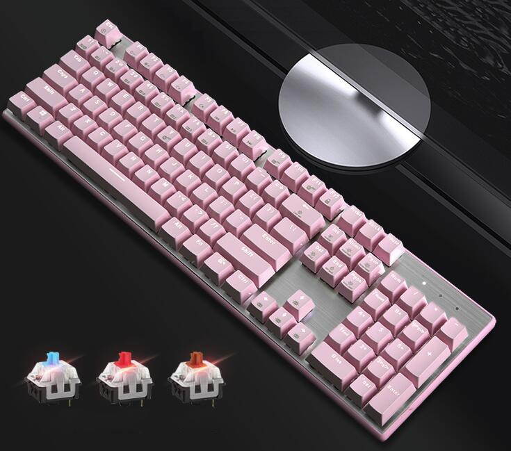 Hyeku GK706 N-key Rollover Ergonomic Design,Cool Exterior USB  Wired Kailh Brown Mechanical Gaming  Keyboard With White Backlit  For Office And Game - Pink