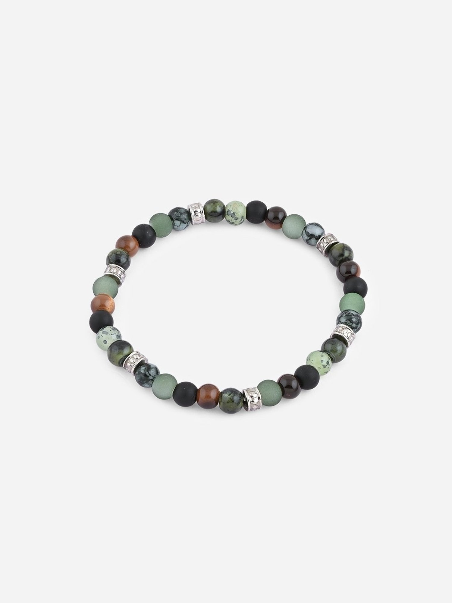 The Bro Code Aqua Green Party Men's Beaded, Cuban Link with Fabric Knotted Stack Bracelet - Set of 4