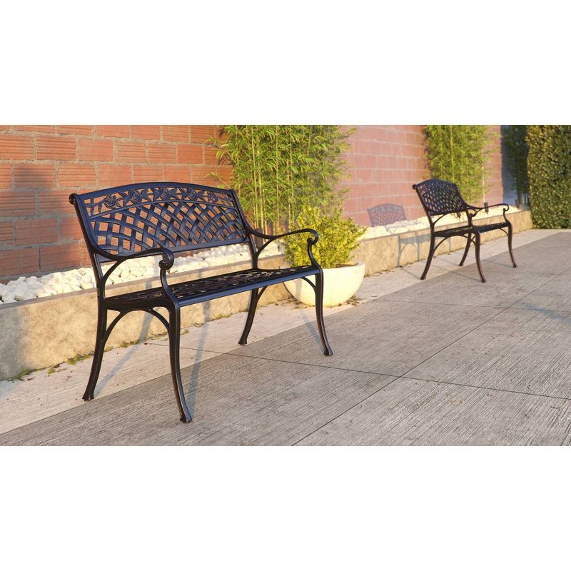 Scalret Aluminum Patio Bench - Antique Bronze - Balkene Home