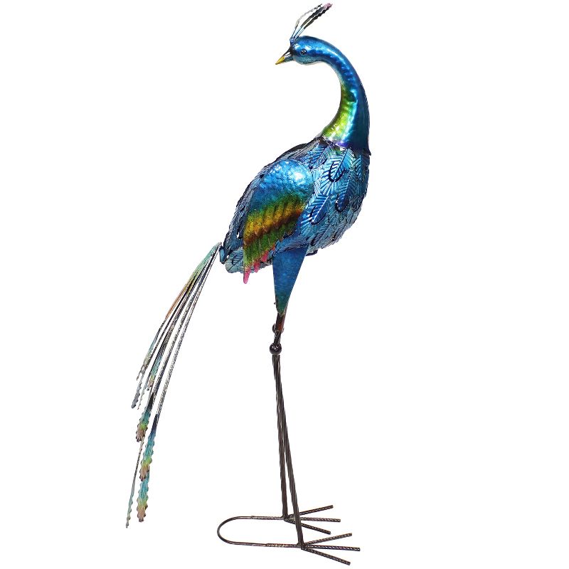 Sunnydaze Metal Peacock Outdoor Garden Yard Art Statue Sculpture - 34"