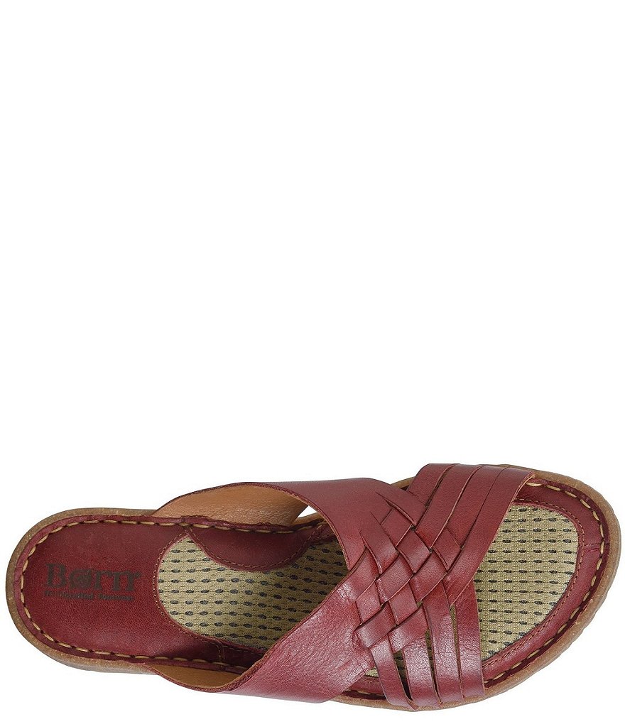 Born Basia Woven Leather Slide Sandals