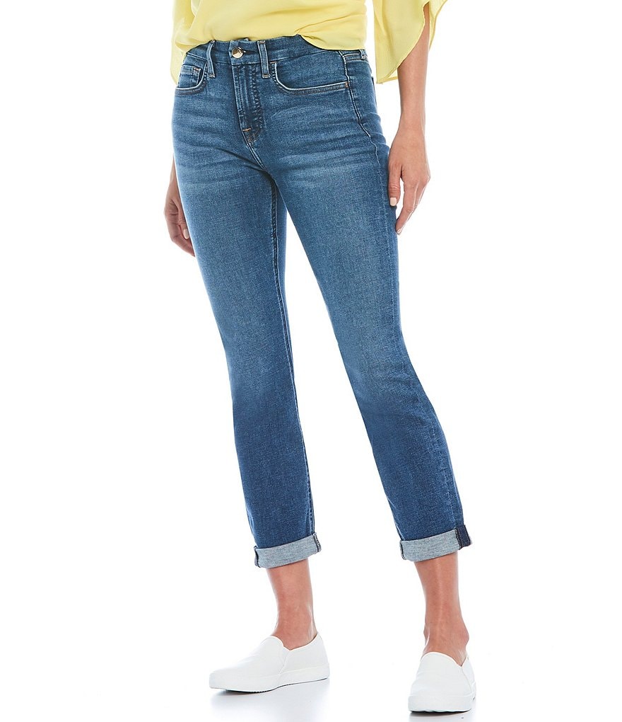 JEN7 by 7 for All Mankind Slim Boyfriend Stretch Denim Roll Cuff Jeans