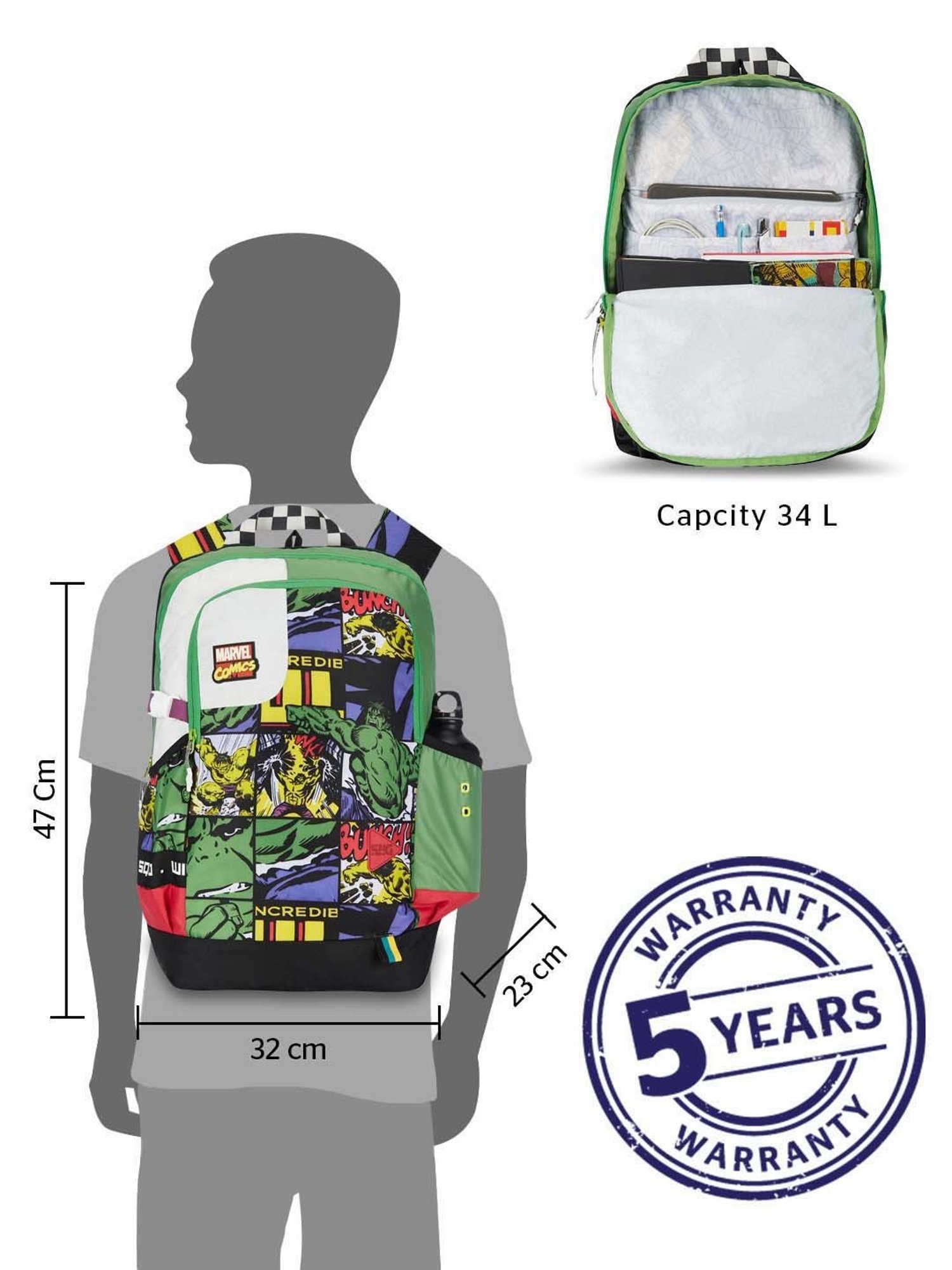 Wiki 34 Ltrs Green Medium Backpack