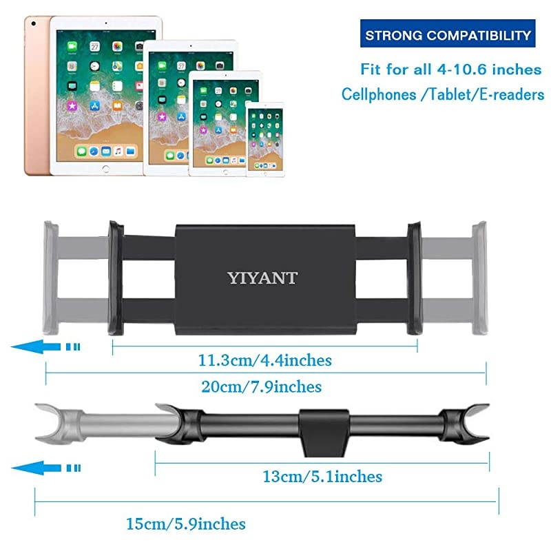 Headrest Mount Stretchable Backseat Seat MountTablet Headrest Holder Universal 360&deg; Rotating Adjustable for All 4106 cellphones Tablet Switch iPad iPad Air iPad MiniSamsung Galaxy ect