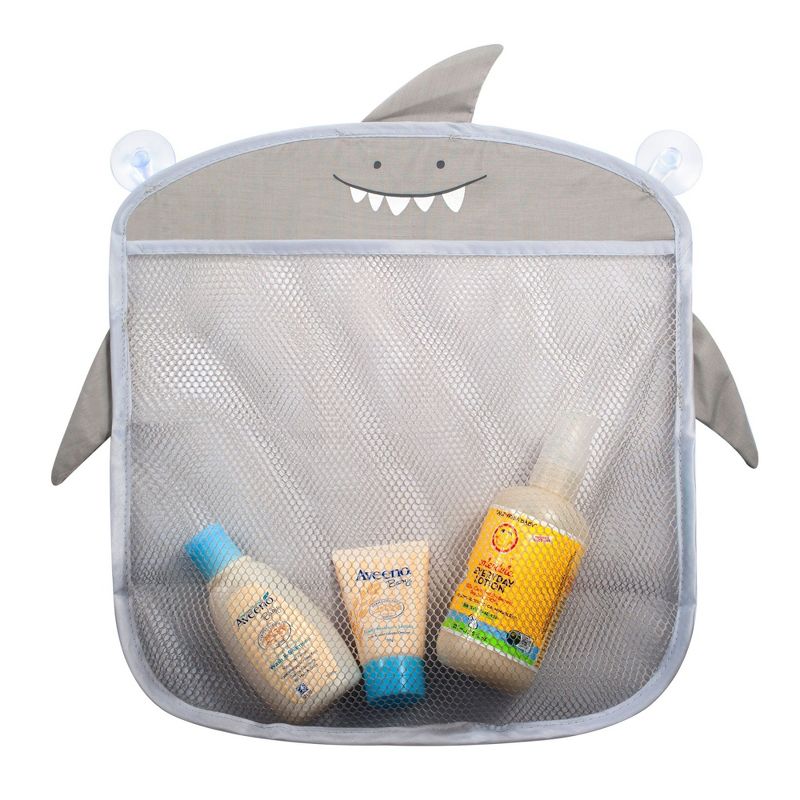 Bath Toy Organizer Set for Kids - Rabbit and Shark Storage Bags for Bathtub Toy Holder, Bathroom or Shower Caddy, Pink & Gray