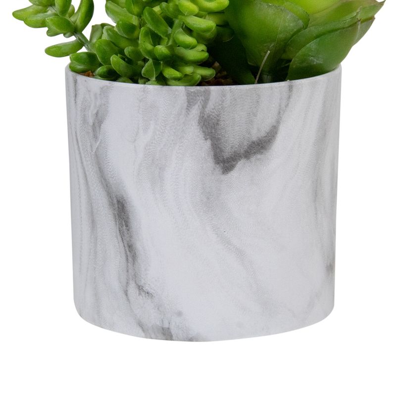 Northlight 6.5" Green Artificial Succulent Arrangement in Faux Marble Pot