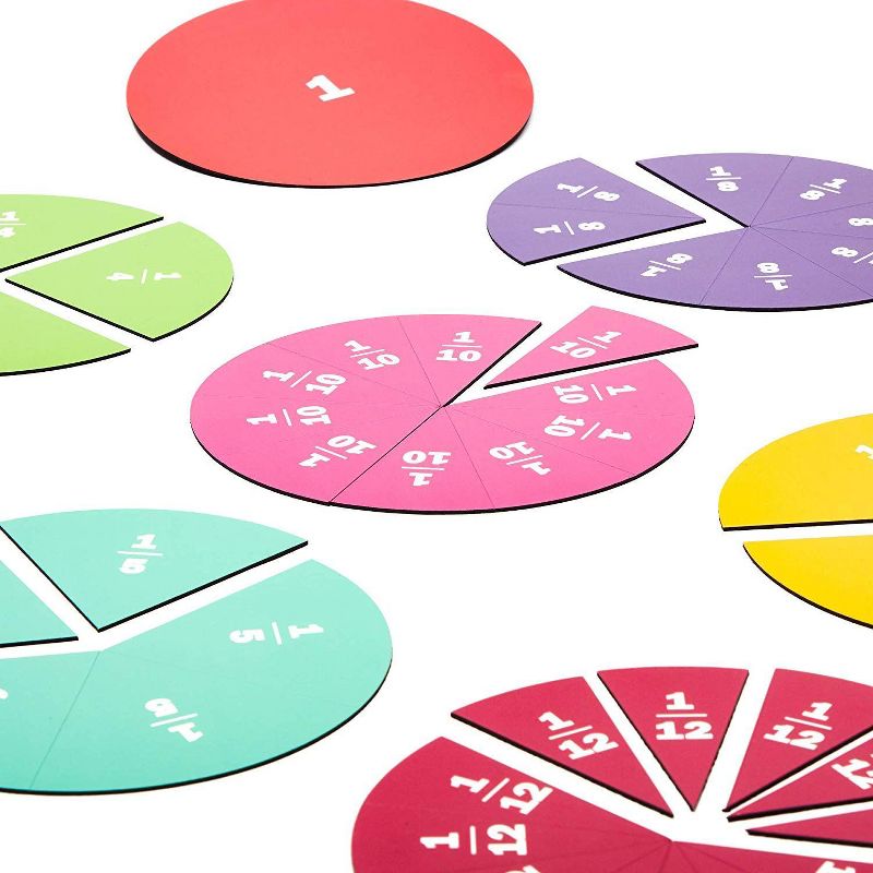 9-Pack Magnetic Fraction Circles Manipulatives Set, Early Math Education for Kids, Teaching Aids for Classroom