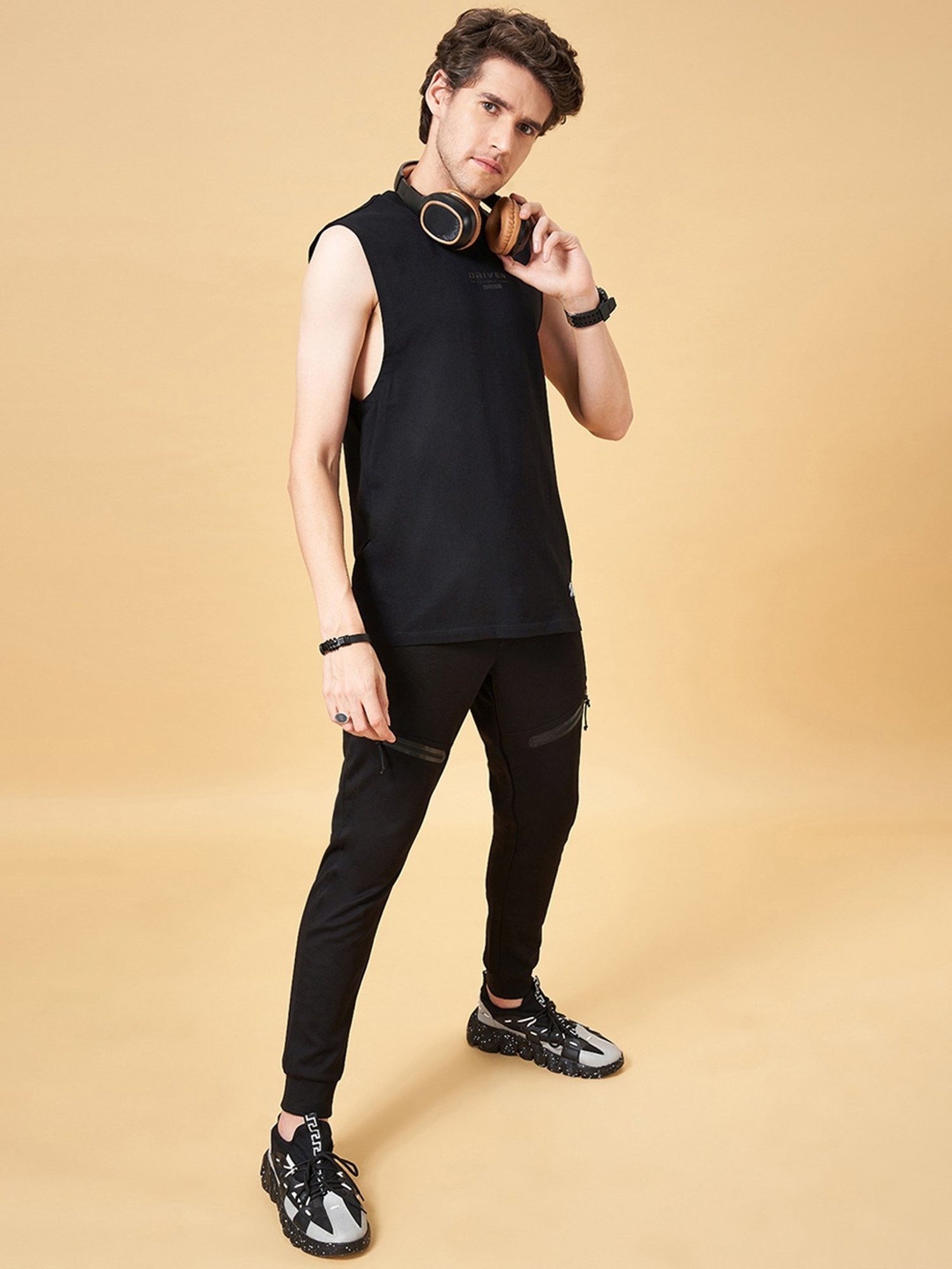 Street 808 by Pantaloons Jet Black Relaxed Fit Vest