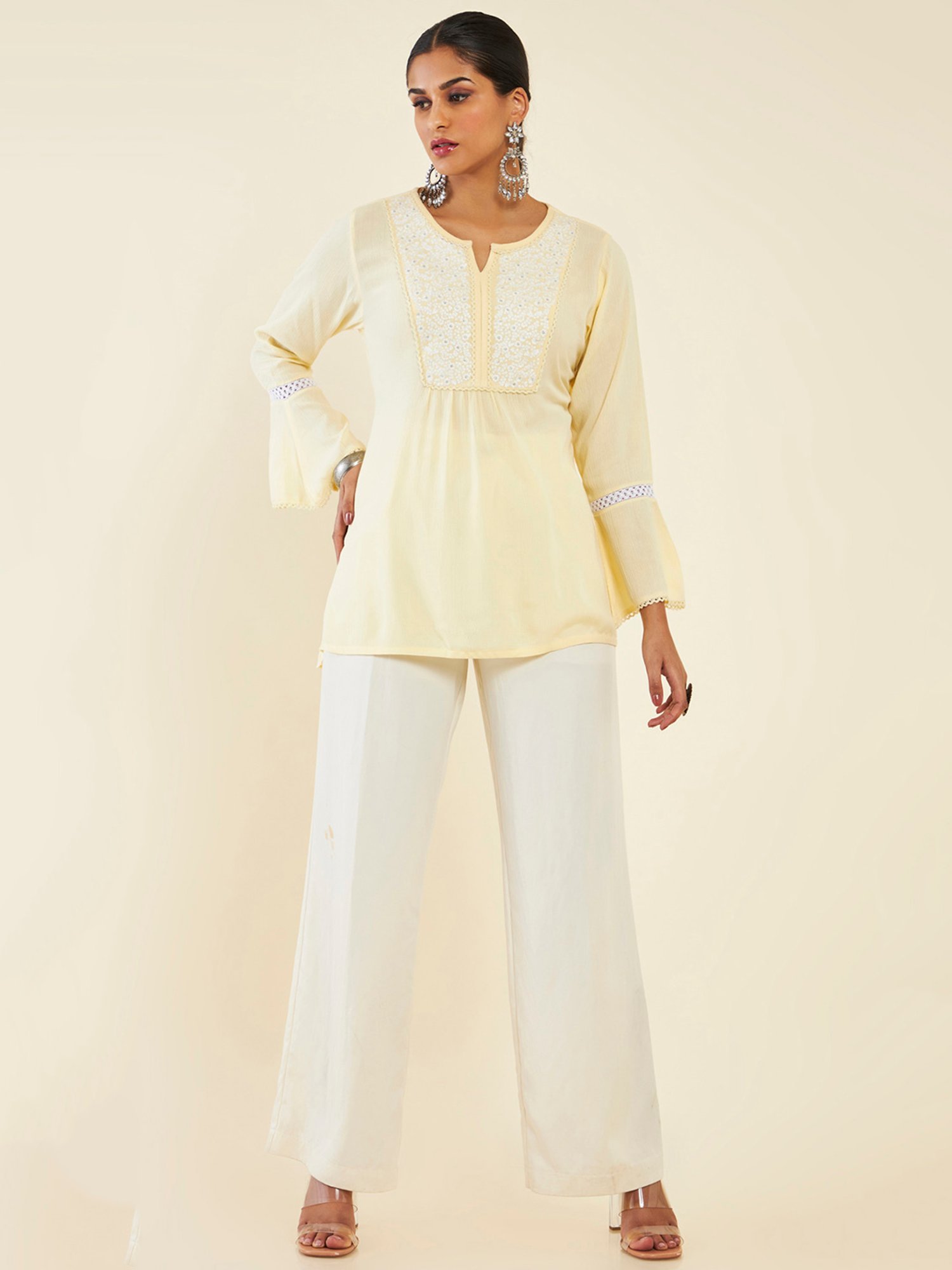 Soch Light Yellow Embroidered Tunic