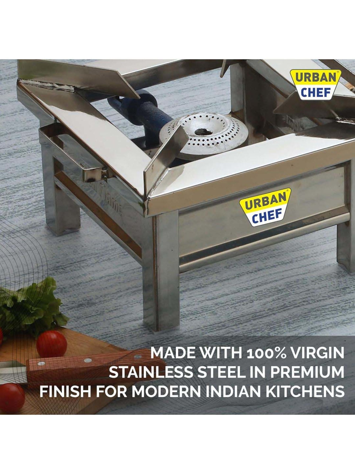Urban Chef Gas Stove with Single Burner ( Silver )