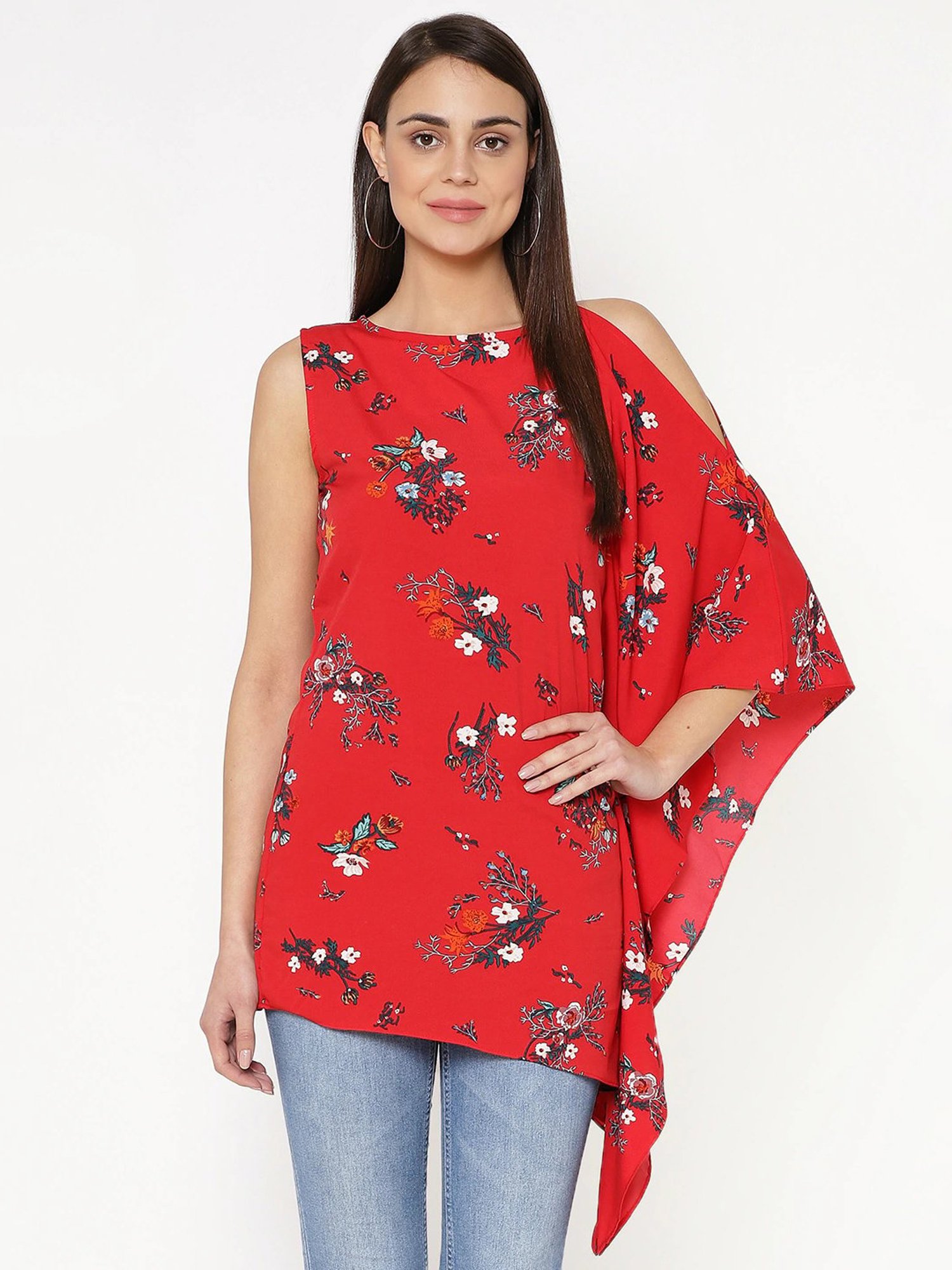 Carlton London Red Floral Print Top