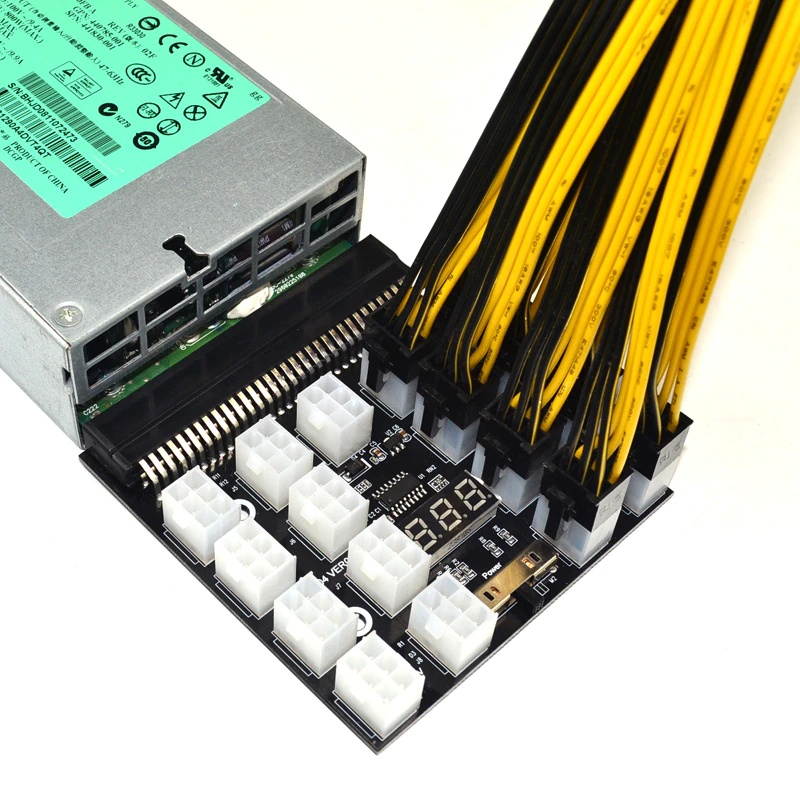 PCI-E 17x 6Pin Power Supply Breakout Board Adapter Converter 12V for Ethereum BTC Antminer Miner Mining HP Server PSU GPU