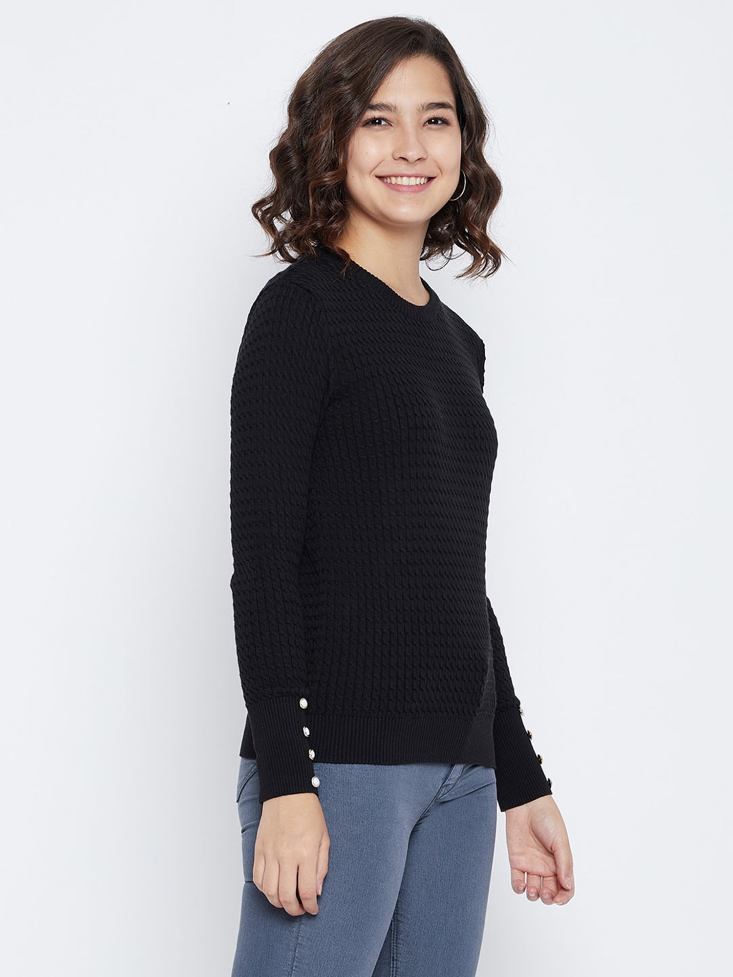 Octave Black Regular Fit Sweater