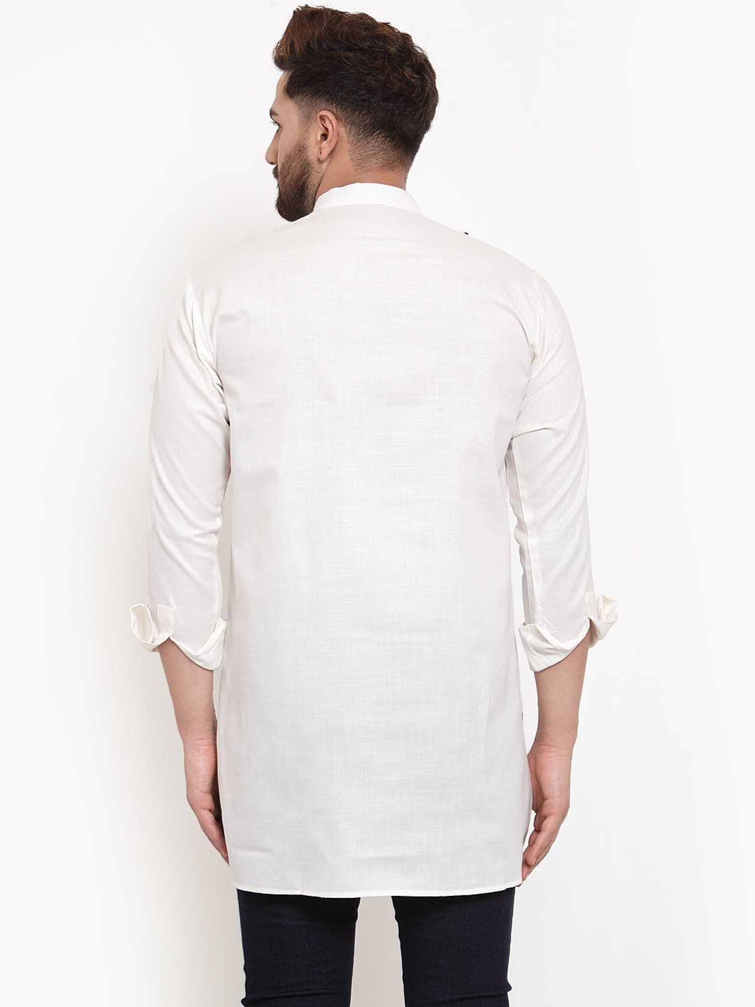 Manthan Fawn & White Regular Fit Kurta
