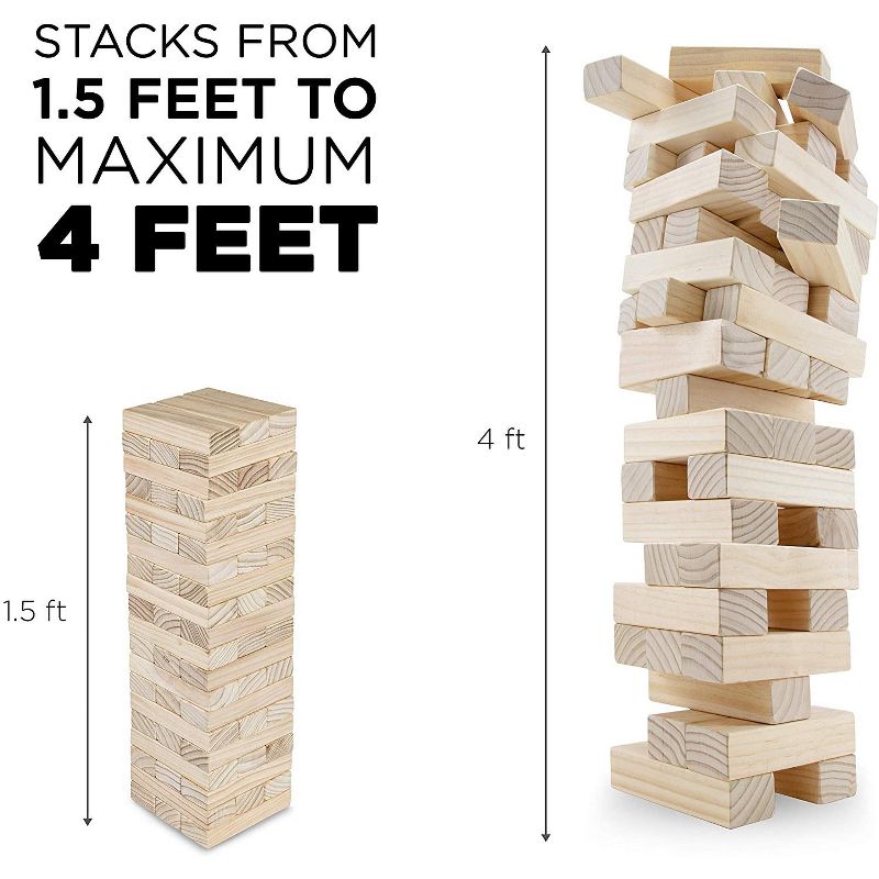 Sunny & Fun Large Tumbling Tower Oversized Wooden Toppling Blocks (60-Piece)