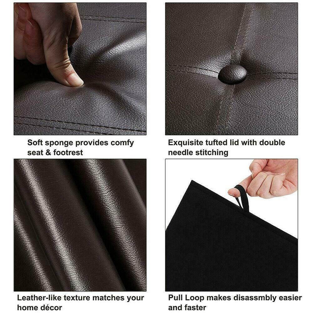 43" L PU Shoe Storage Bench Shelf Soft Seat Stool Organizer Entryway Ottoman