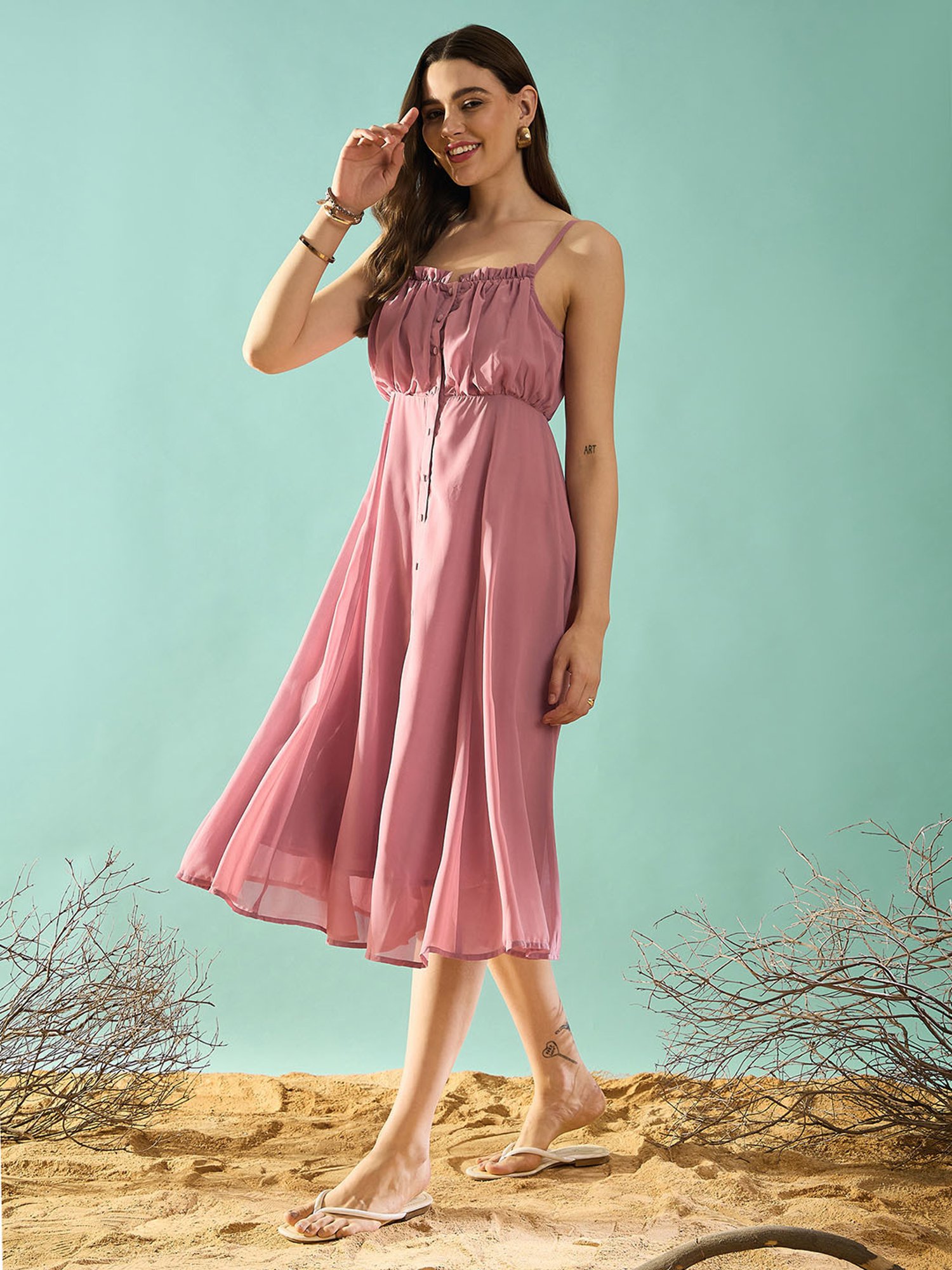 PANIT Pink Ethnic Dress