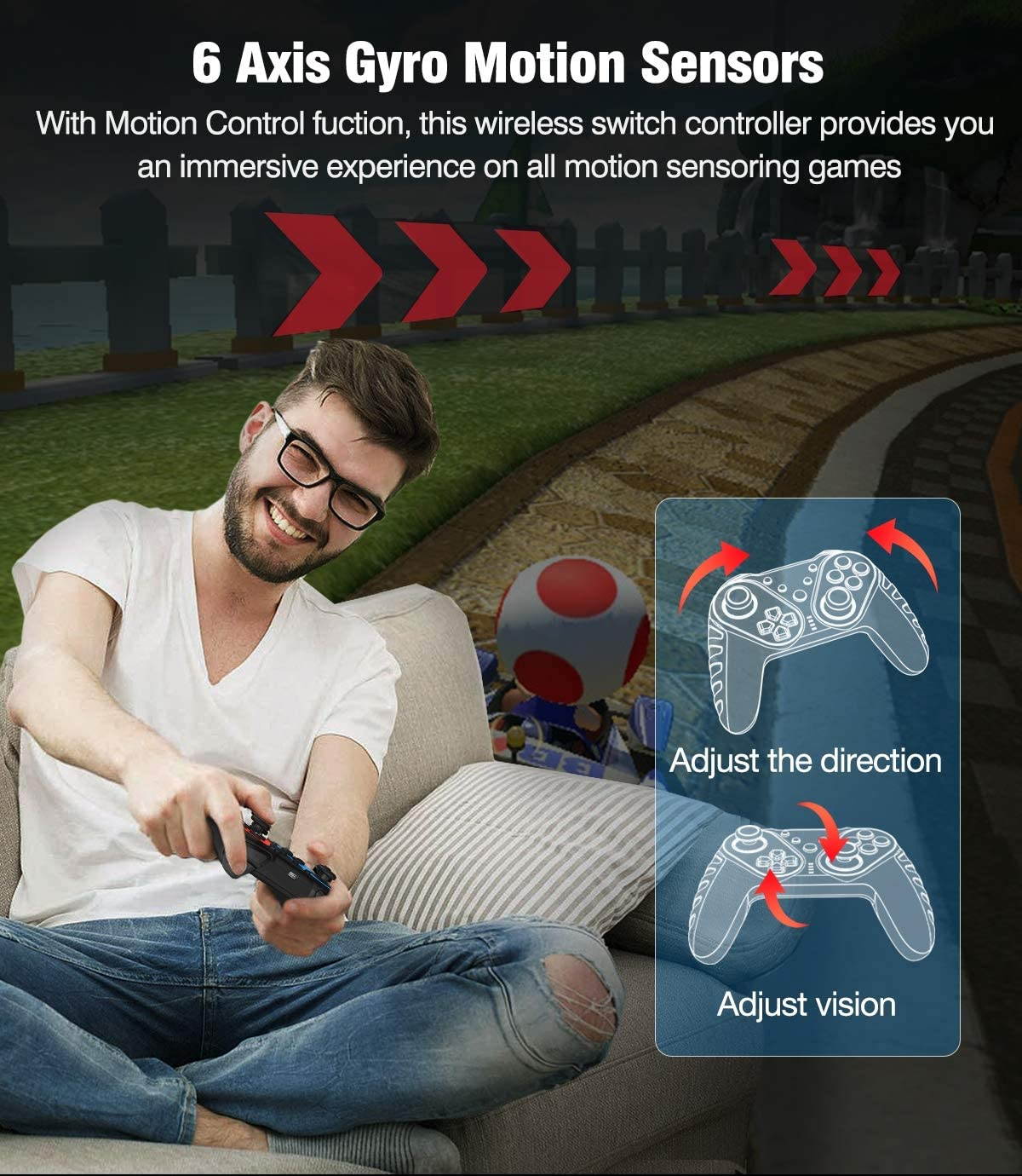 BEBONCOOL Nintendo Switch Controller, Nintendo Switch Pro Controller, Wireless Controller For Switch/Switch Lite, Wireless Switch Controller With Turbo, Motion,Vibration Function