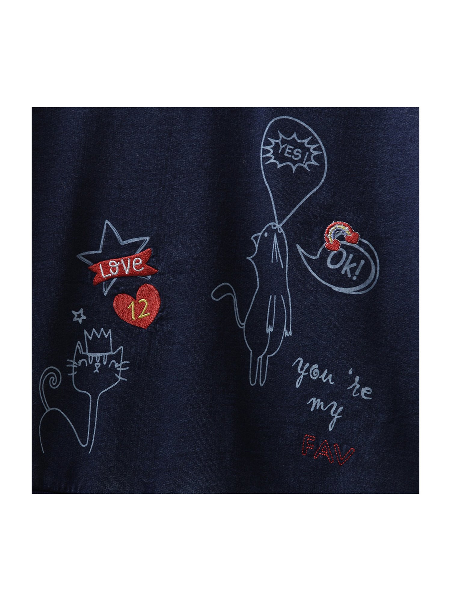 Under Fourteen Only Kids Navy Embroidered Full Sleeves Sweatshirt