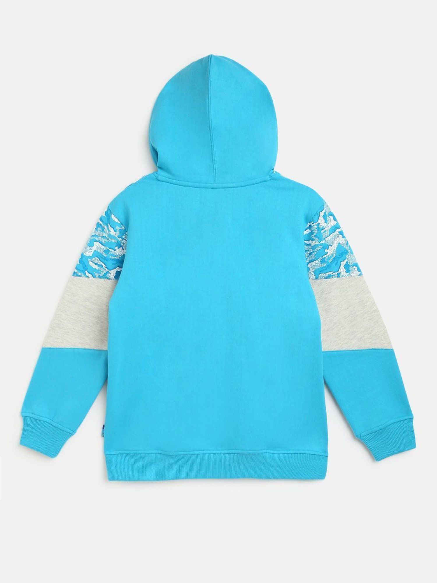 Li'l Tomatoes Kids Aqua Blue Cotton Camouflage Hoodie