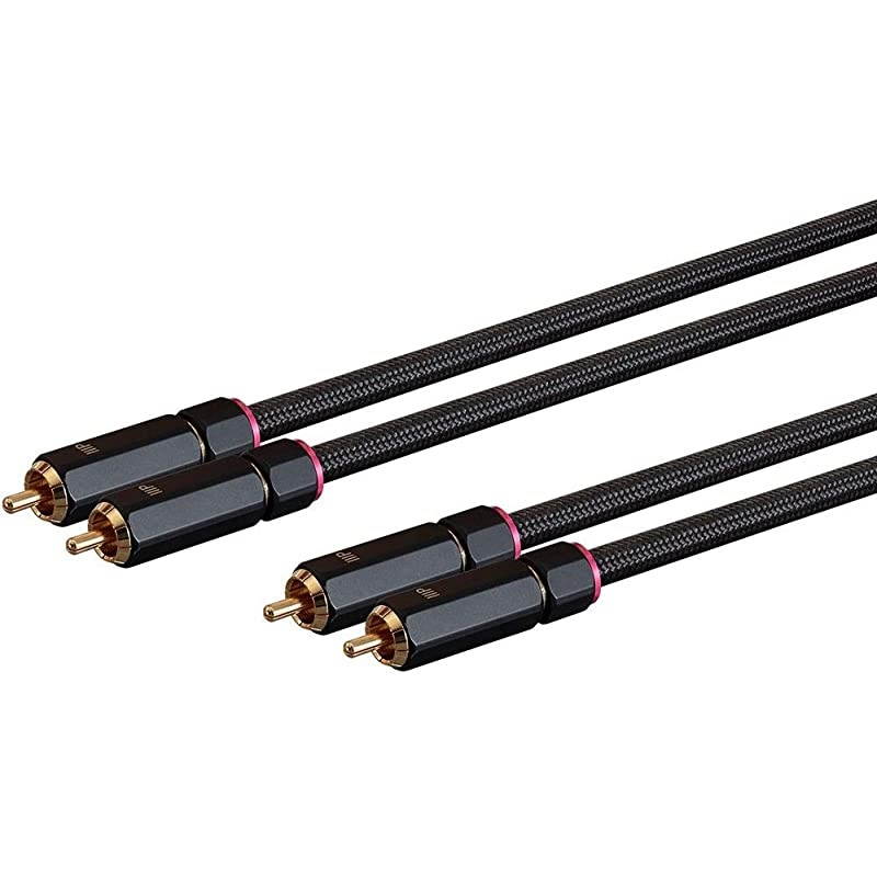 138076 Male RCA Two Channel Stereo Audio Cable 3 Feet Black Gold Plated Connectors Double Shielded with Copper Braiding Onix Series