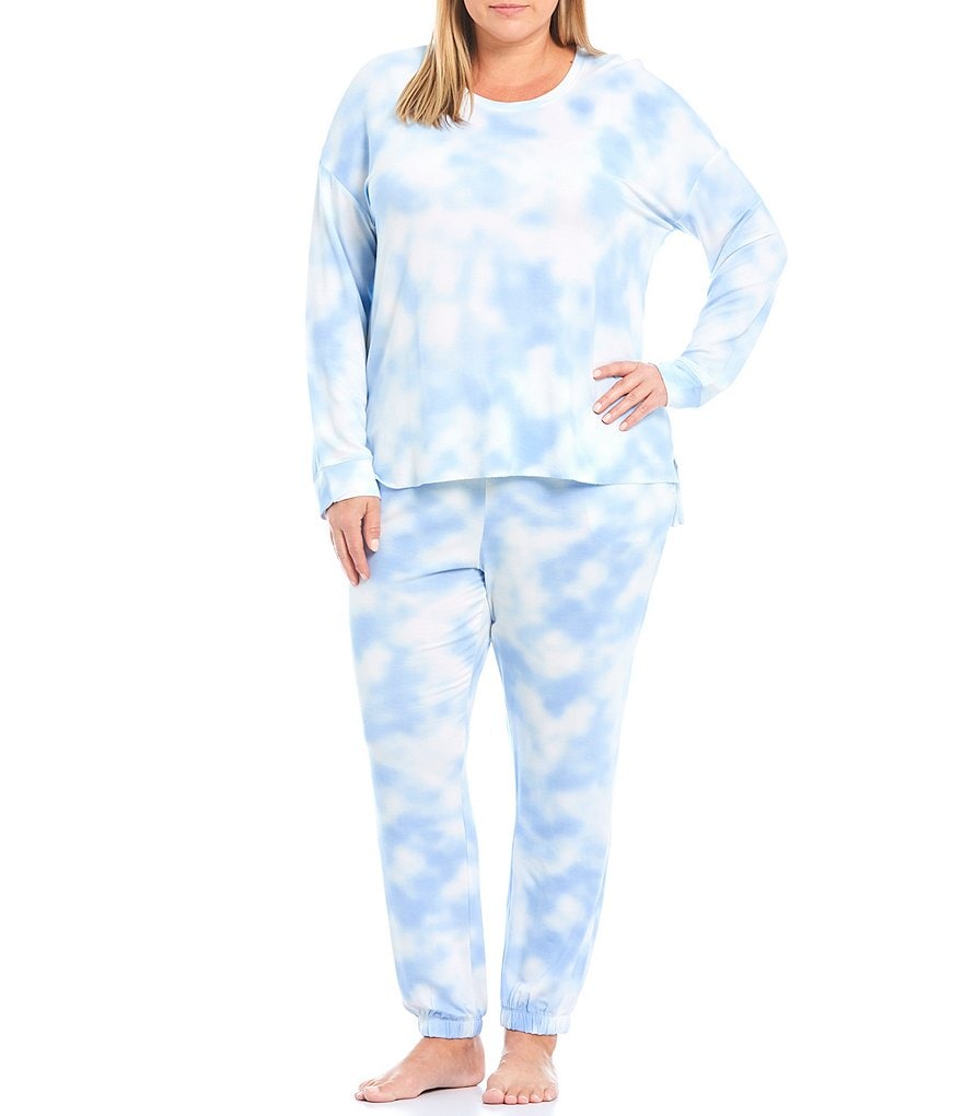 Jasmine & Ginger Cloud Print French Terry Long Sleeve Coordinating Lounge Sweatshirt