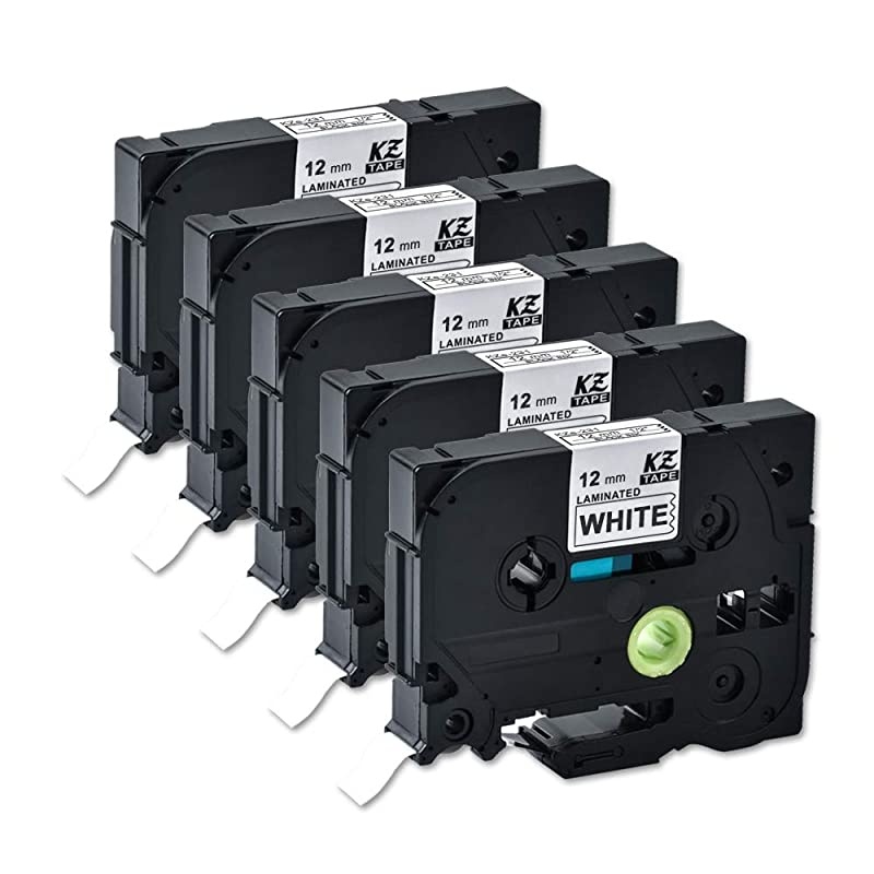 for Brother Tze231 047 Inch 262feet 12mm8m p Touch Laminated Black on White Standard Replace Waterproof Label Tape maker PTH110PTD200PTD210PTD400PTD600PT1280PT12905PACK