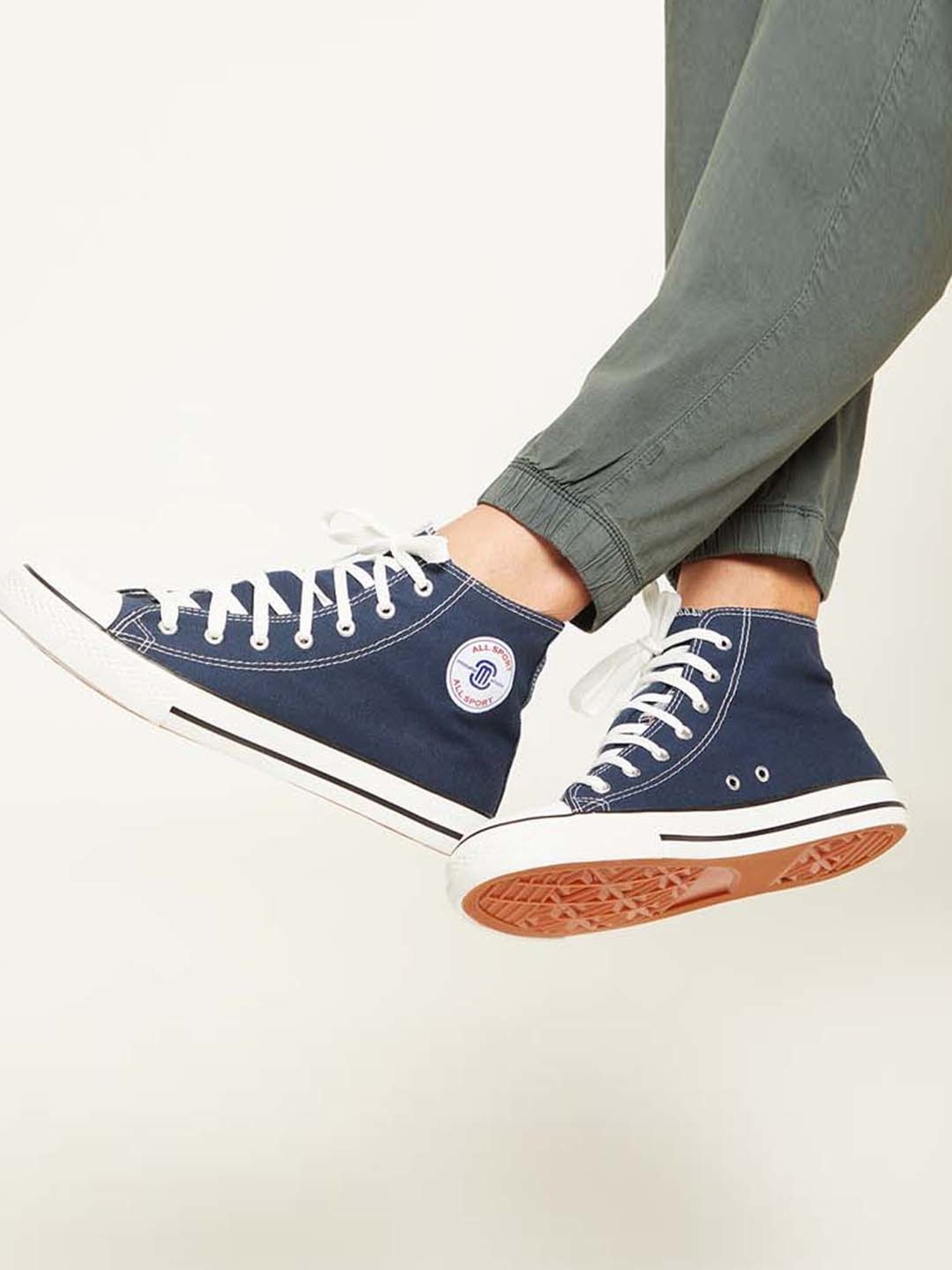 Mozafia Men's Navy Ankle High Sneakers