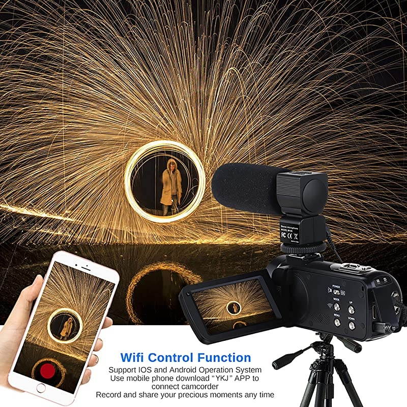Camera Camcorder WiFi IR Night Vision FHD 1080P 30FPS 26MP YouTube Vlogging Camera Recorder 3" Touch Screen 16X Digital Zoom Digital Camera with Microphone Remote Control