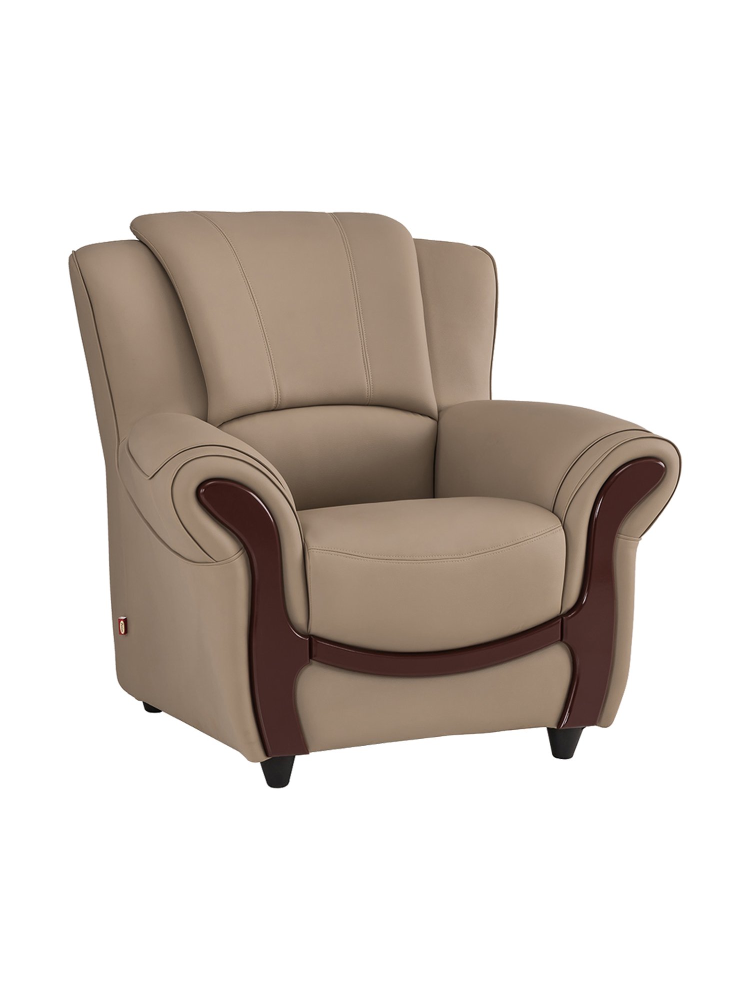 Durian Blos Brown Premium Leatherette 1 Seater Sofa