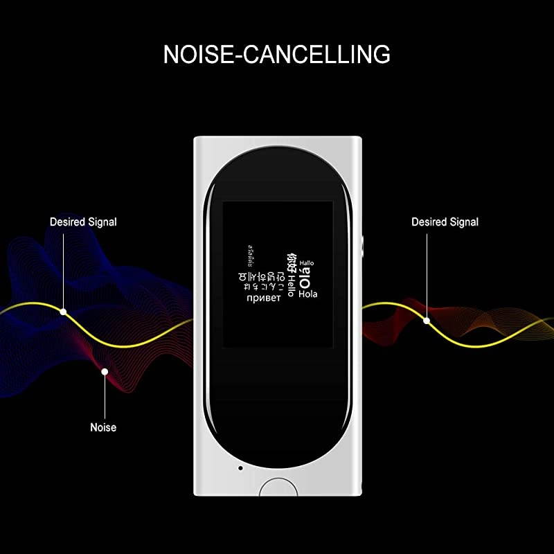 Mini AI Translator Device with Camera Translation Function, 106 Languages Instant Two-Way Voice Translation, Noise-Cancelling &hellip; (White)