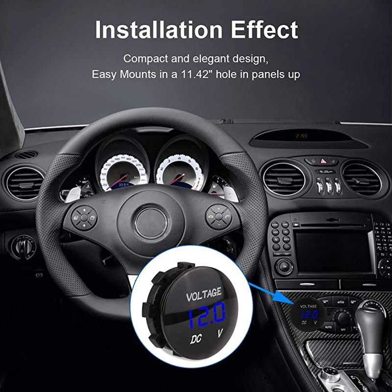 Universal Digital Voltmete Display6v48v Waterproof Voltmeter car Voltmeter12v Voltmeter for DC 12V24V Car Motorcycle Auto Truck Ship etcBlue