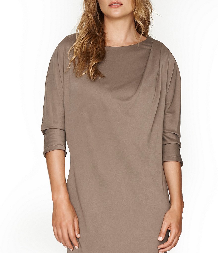 b new york Conscious Knit Jersey Side Draped Shoulder Shift Dress