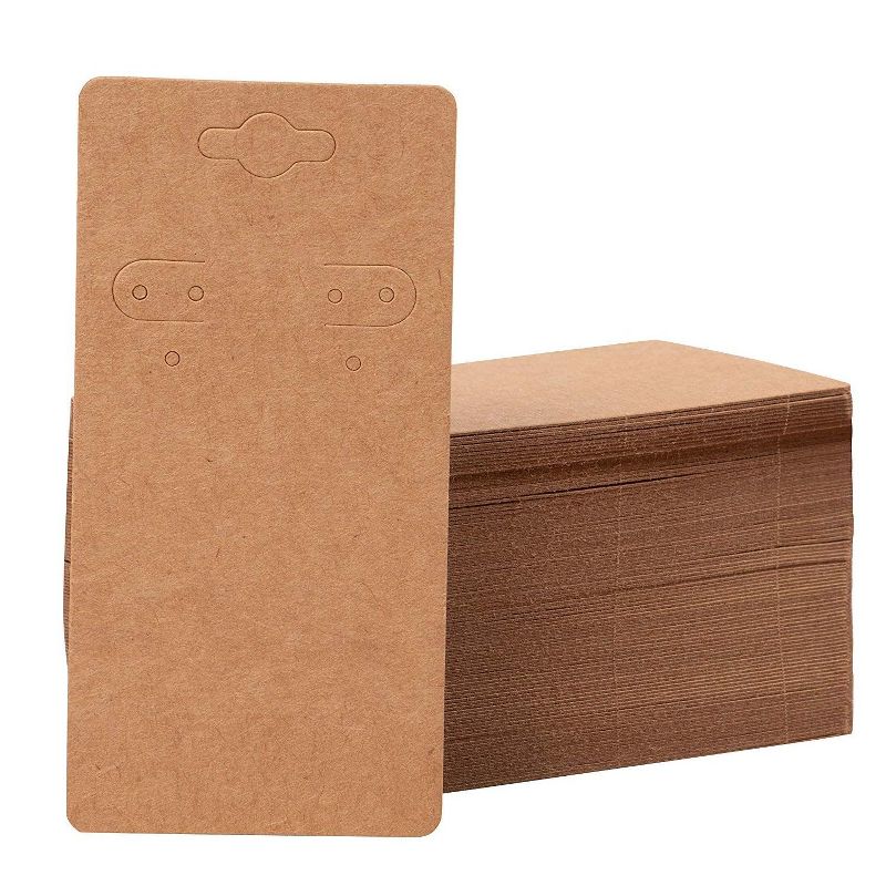 Genie Crafts 200-Pack Hanging Earring Jewelry Display Cards, Kraft Paper Cardstock, 2 x 4 Inches