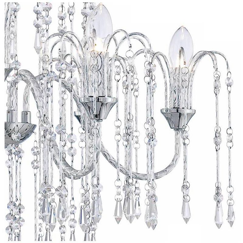 Vienna Full Spectrum Chrome Chandelier 29" Wide Crystal Rain Curved Arm Halogen 6-Light Fixture Dining Room Foyer Kitchen Entryway