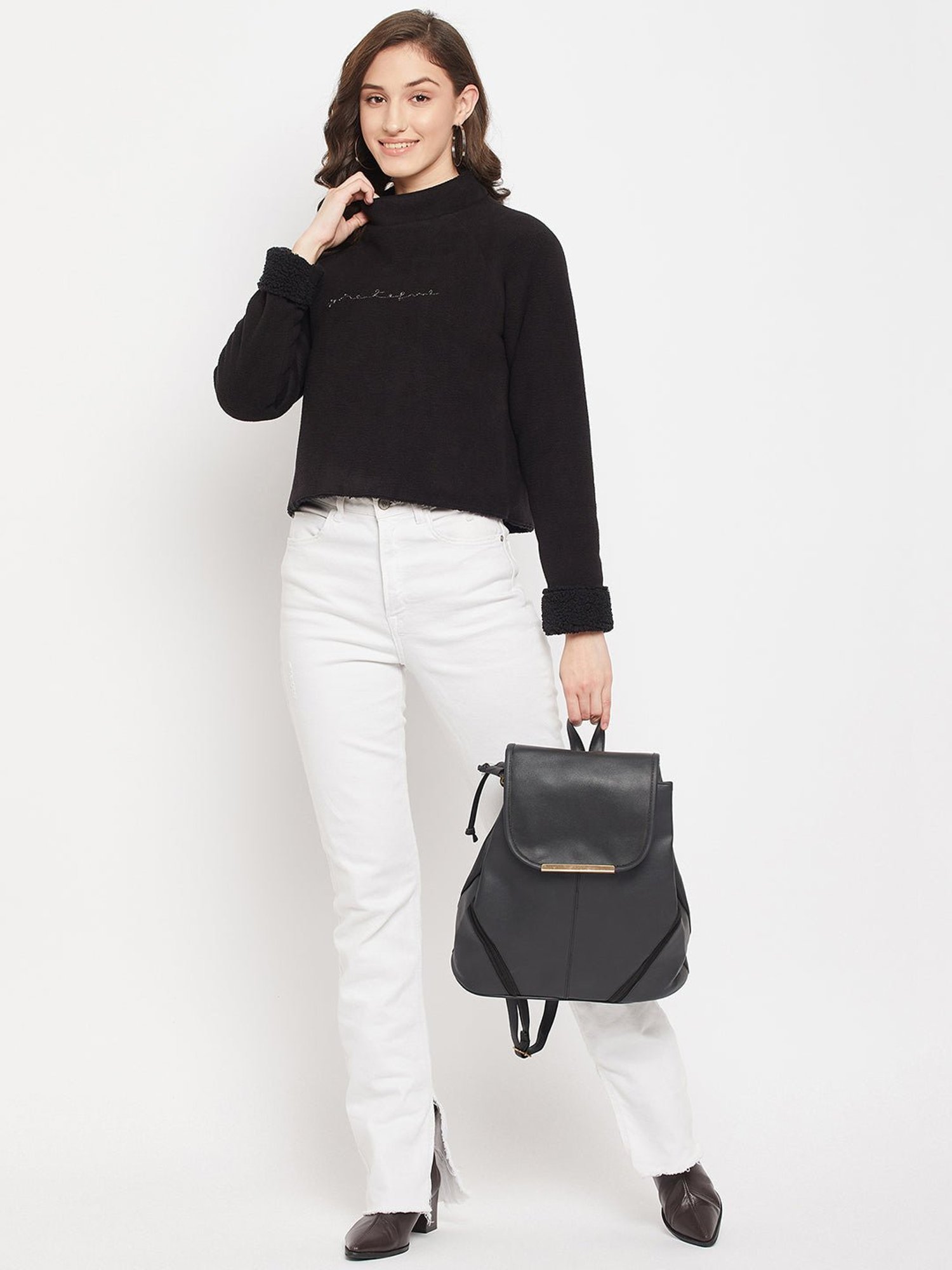 MADAME Black Printed Top