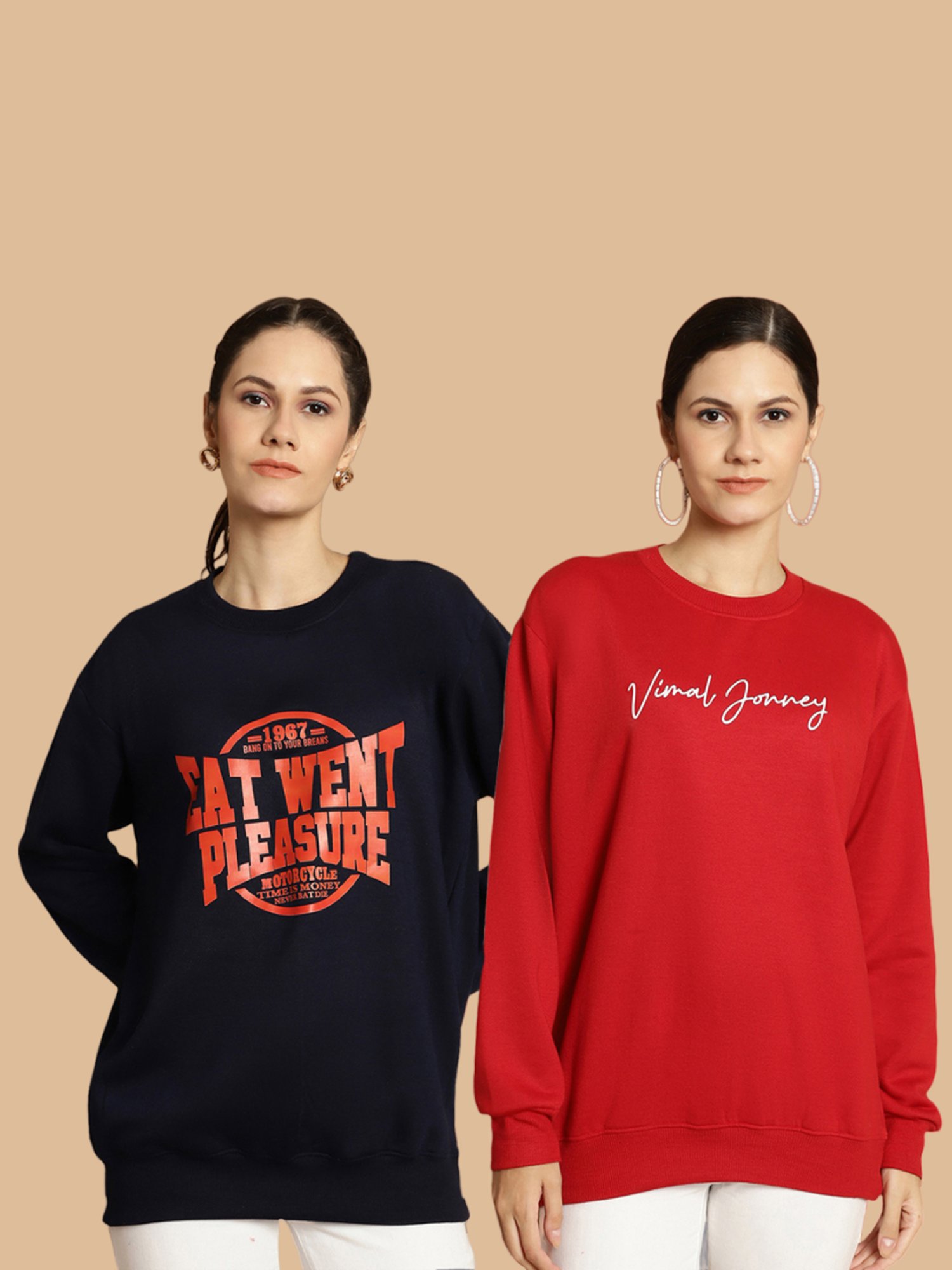 Vimal Jonney Navy & Maroon Printed Sweatshirt - Pack Of 2