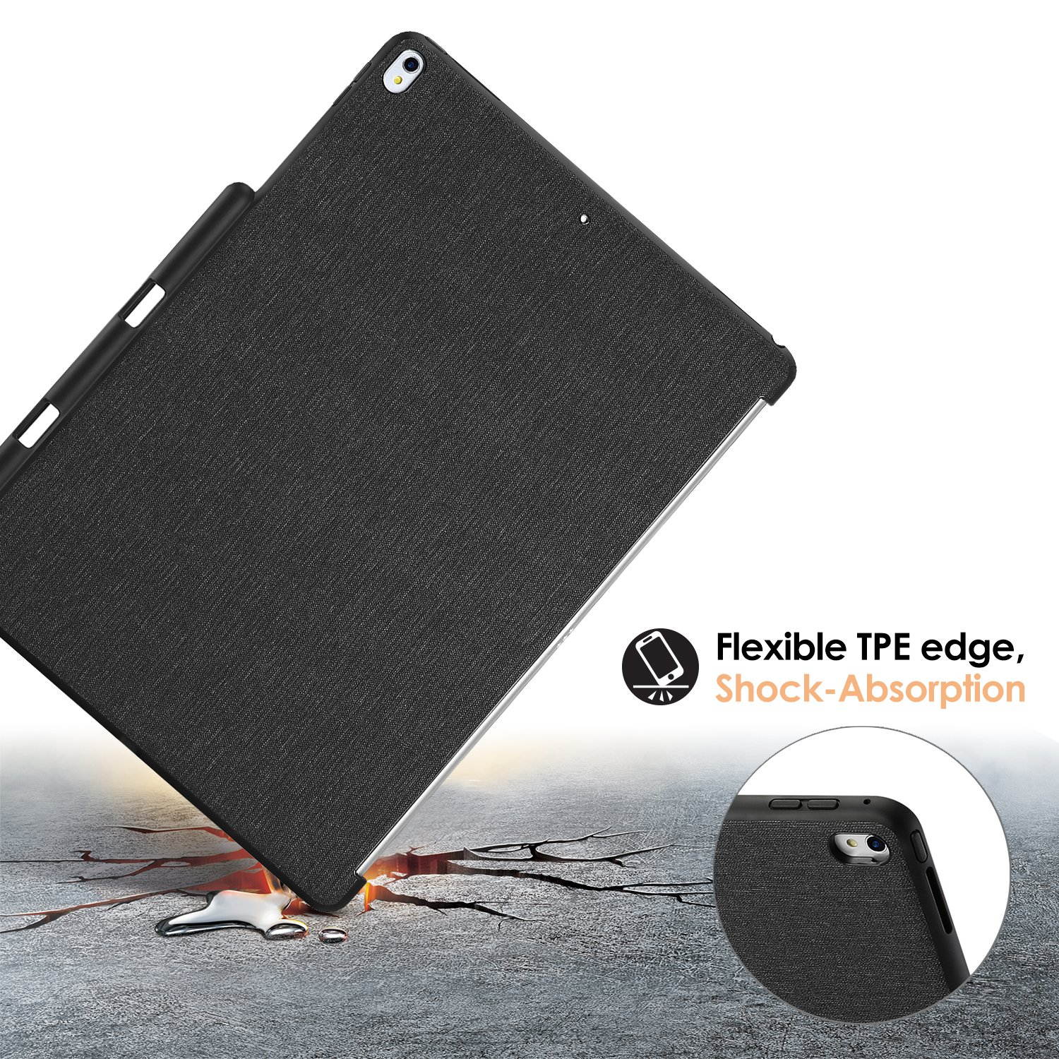 ProCase iPad Air 10.5" (3rd Gen) 2019 / iPad Pro 10.5 2017 Case, Companion Back Cover with Apple Pencil Holder for 10.5" iPad Air/iPad Pro 10.5, Work with Apple Smart Keyboard and Smart Cover &ndash;Black