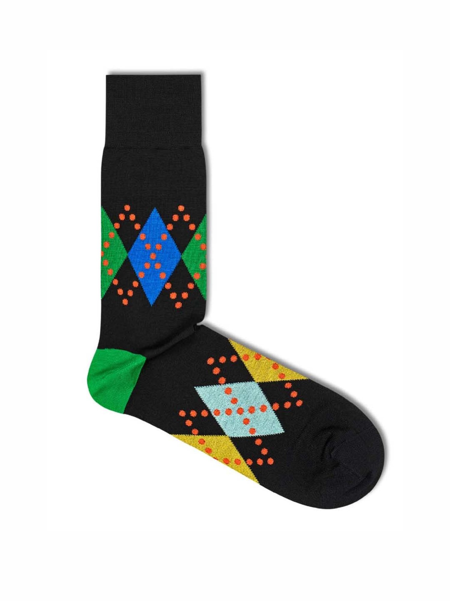 Happy Socks Dressed Jaxon Black Cotton Printed Socks (39-42)