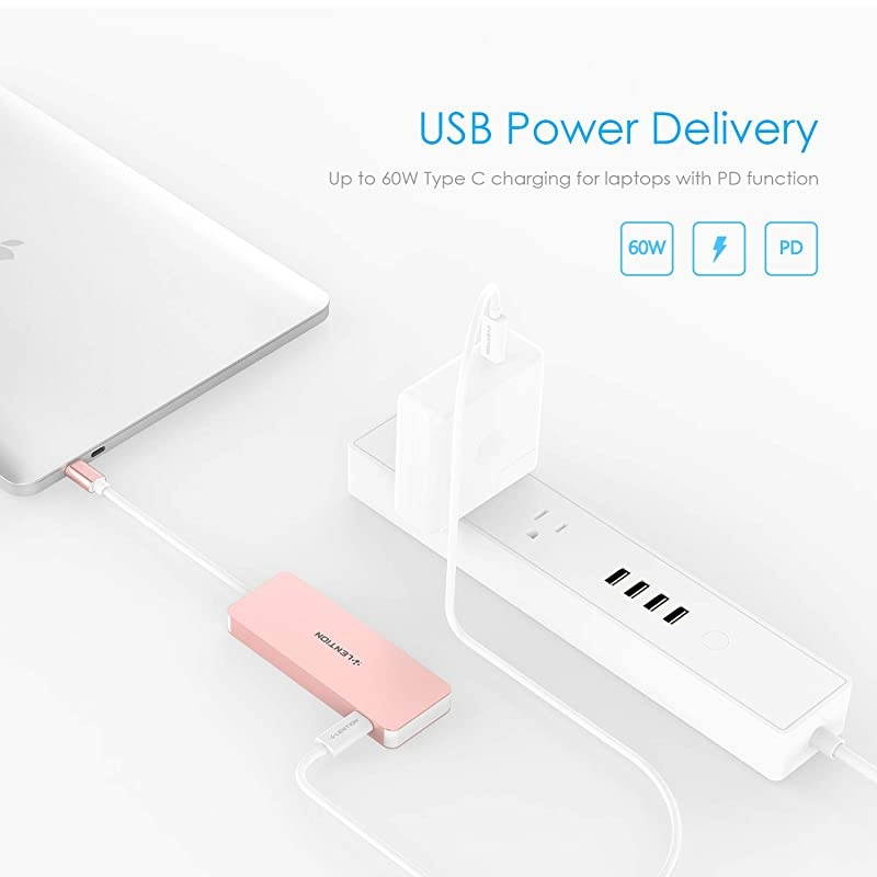 USB C Hub with 3 USB 3.0, SD/Micro SD Card Reader and Charging Adapter Compatible 2020-2016 MacBook Pro 13/15/16, New Mac Air/iPad Pro/Surface, Chromebook, More (CB-C16s, Rose Gold)