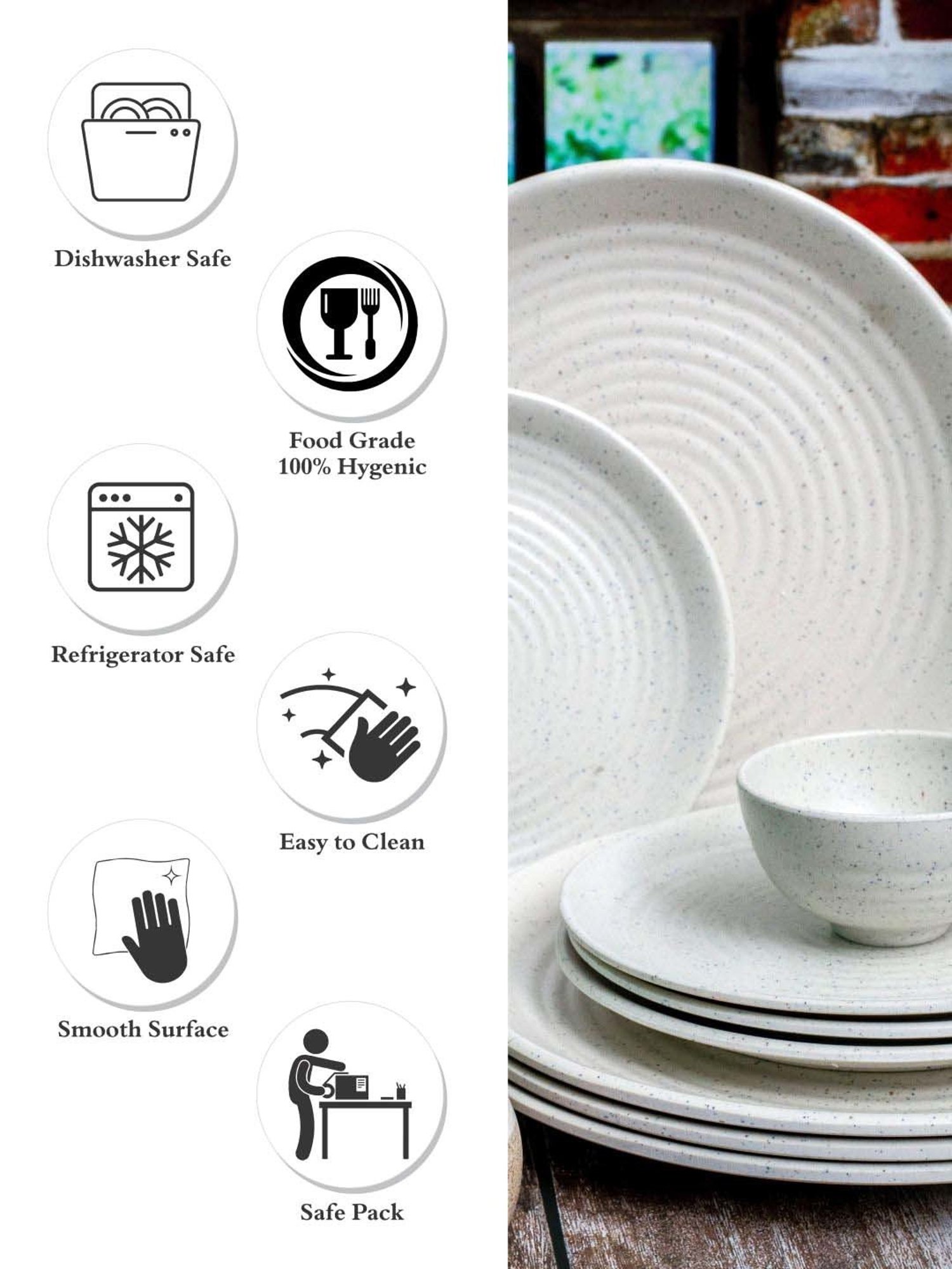 Goodhomes White Melamine Dinner Set