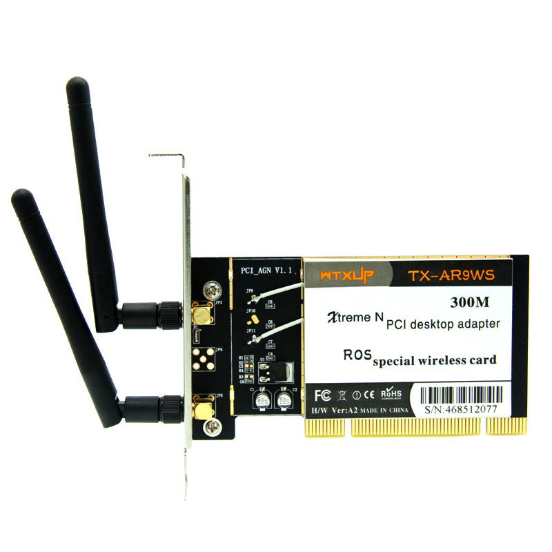 Plugadget Atheros AR9223 PCI 300M 802.11b/g/n Wireless WiFi Network Adapter for Desktop 2 Antenna