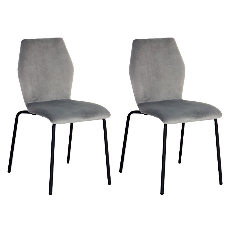 Set of 2 Velvet Dining Chair Set Ash Gray - Acessentials