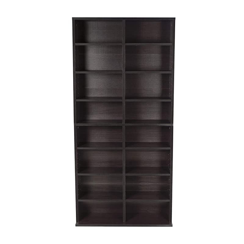 Oskar Adjustable Media Cabinet Holds 464 CDs 228 DVDs or 276 Blurays 12 Adjustable and 4 fixed shelves PN38435719 in Espresso