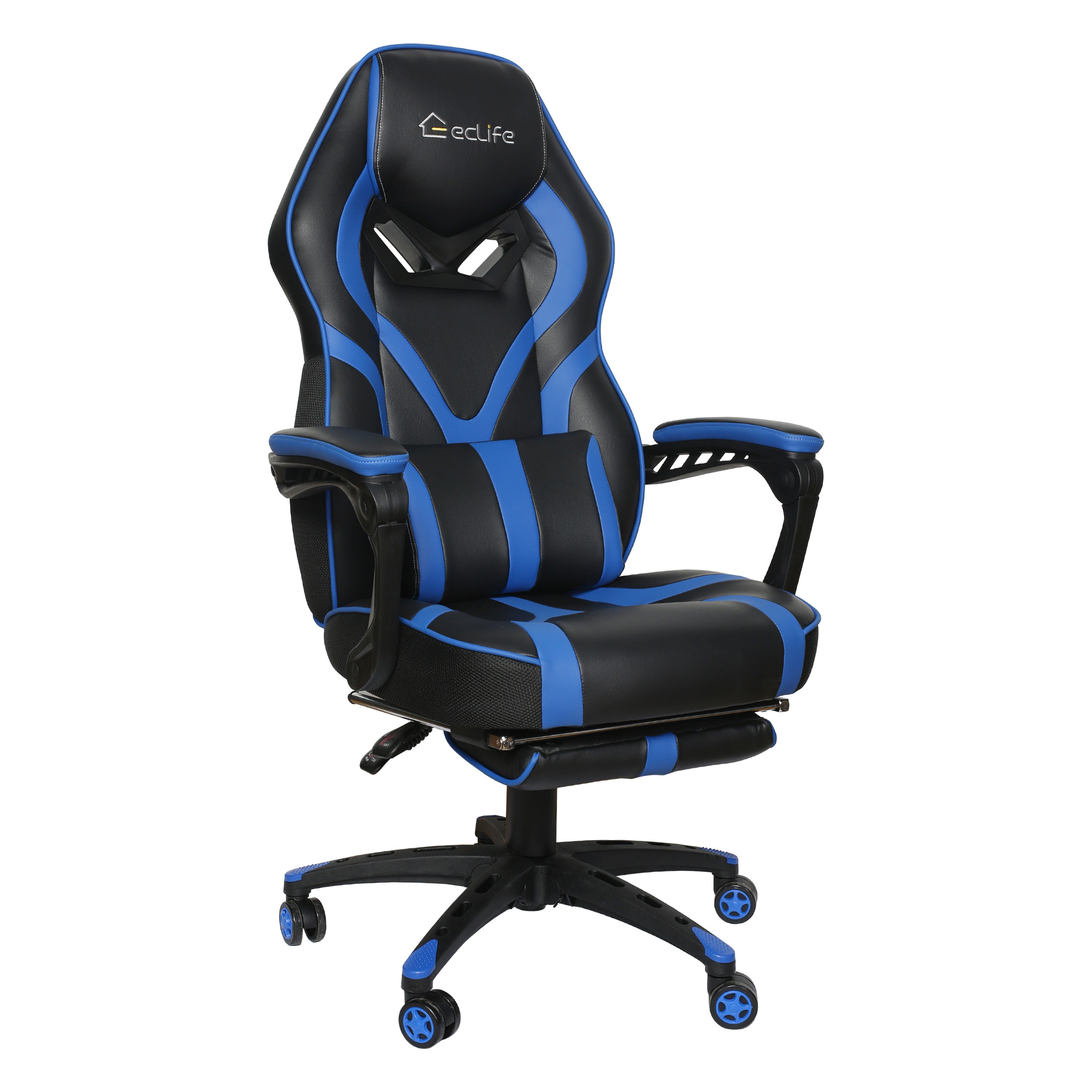 E-sports Massage Gaming Chair with footrest yellow