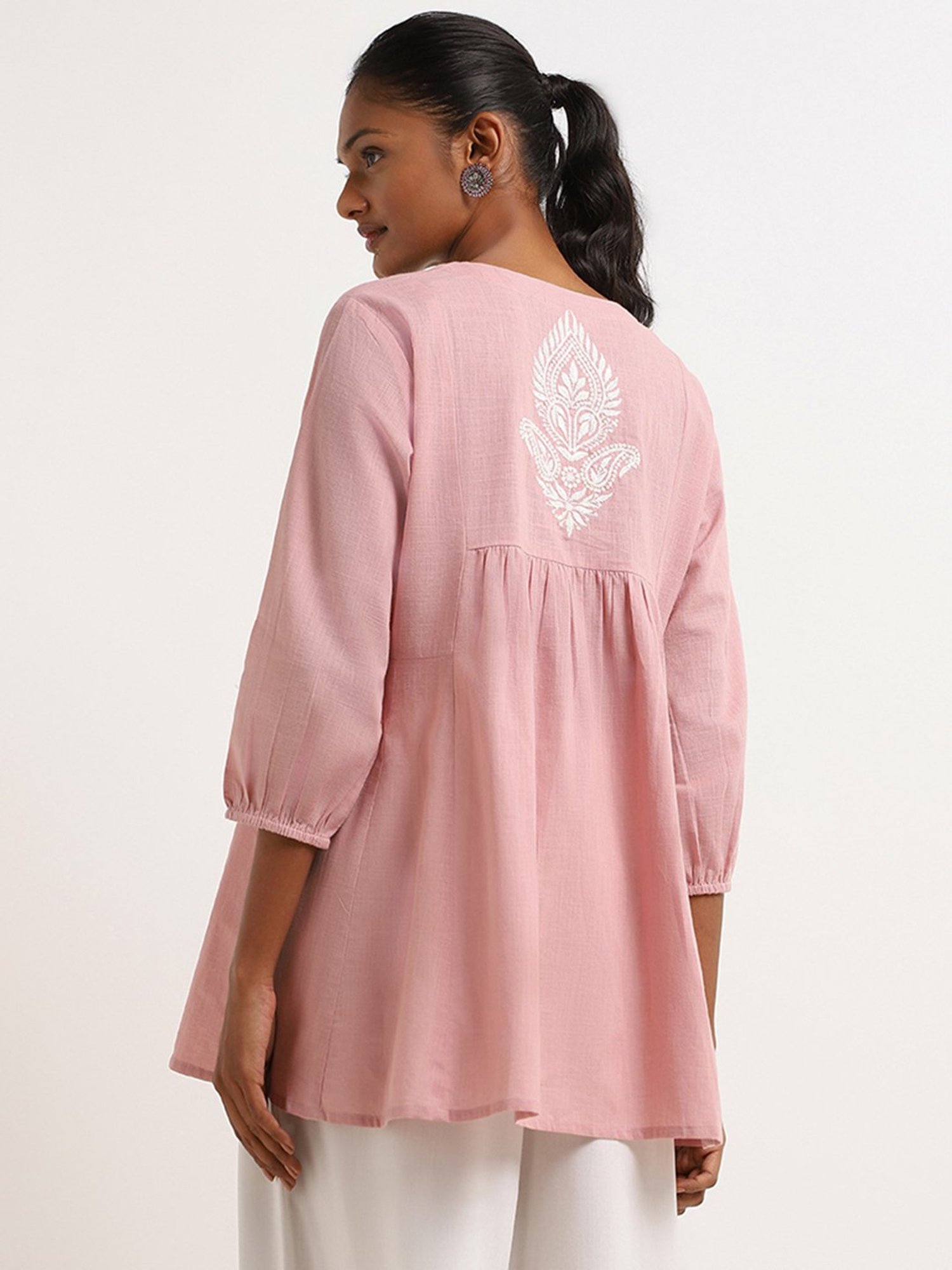 Utsa by Westside Pink Embroidered Kurti