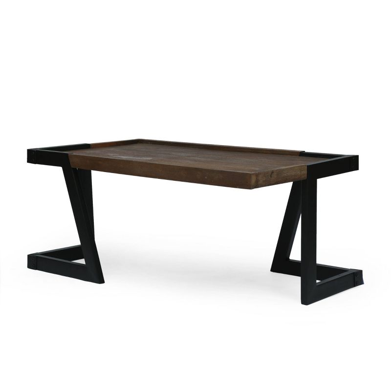 Vandalia Modern Industrial Handcrafted Mango Wood Coffee Table Dark Brown/Black - Christopher Knight Home