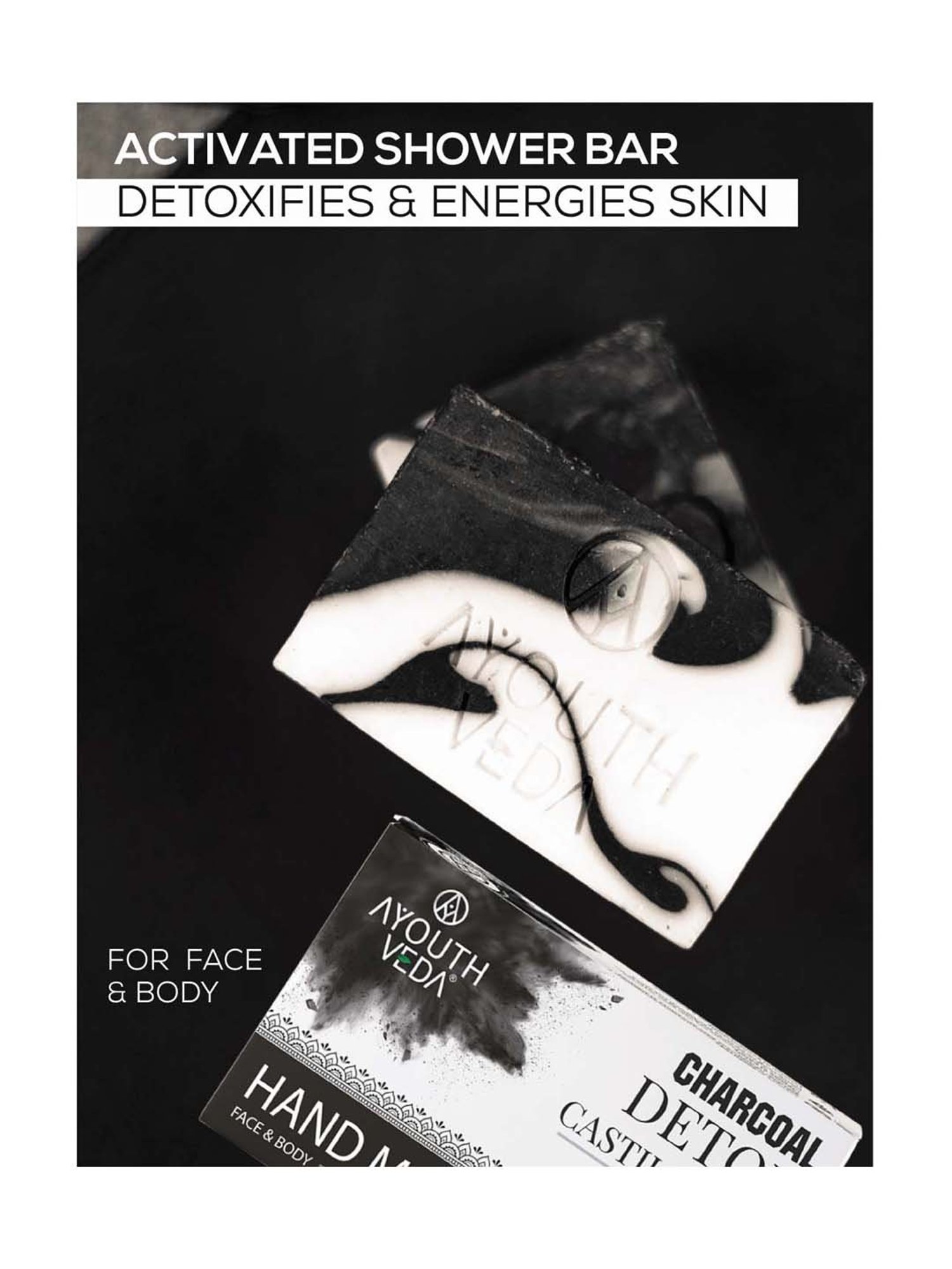 AyouthVeda Charcoal Detox Castile Soap - 100 gm