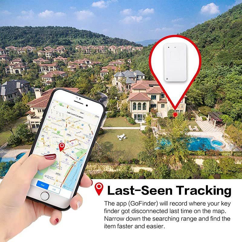 Finder Bluetooth Smart Tracker Locator GPS Anti-Lost Cell Phone Finder APP Control iOS Android Compatible with Chain Replaceable Battery for Wallet Pet Luggage Bag